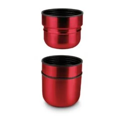 ROMINOX® Isolierkanne // Cup In Cup - Mit 2 Deckeln - Rot -Leben Bedarfs Verkauf Werbeartikel ROMINOXr Isolierkanne Cup in Cup mit 2 Deckeln rot 886533791 2