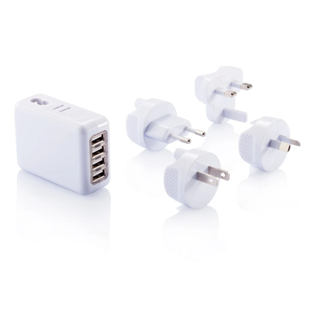 Reiseadapter Mit 4fachem USB Anschluss 1 Reiseadapter Mit 4fachem USB Anschluss