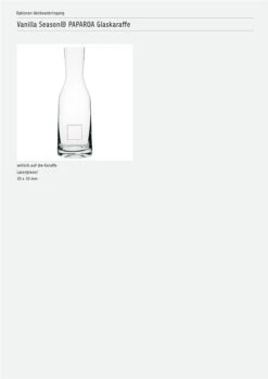 Vanilla Season® PAPAROA Glaskaraffe -Leben Bedarfs Verkauf Werbeartikel Vanilla Seasonr PAPAROA Glaskaraffe 9182467421 3